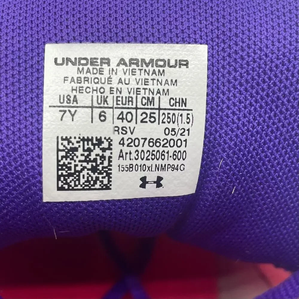 UA Under Armour Grade School Outhustle Running Shoes Blue Pink Youth Kids 7